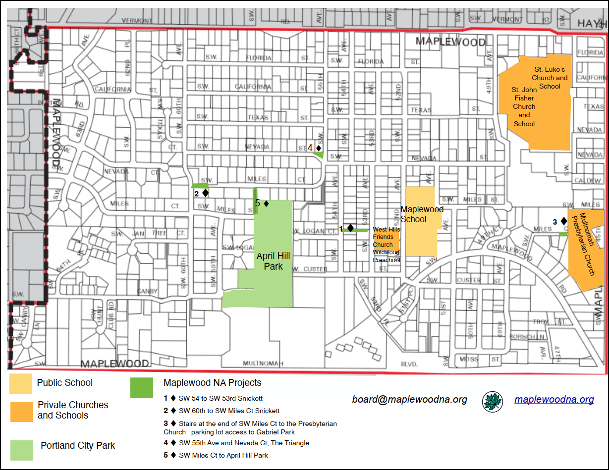 Map of the Maplewood Neighborhood showing project areas.